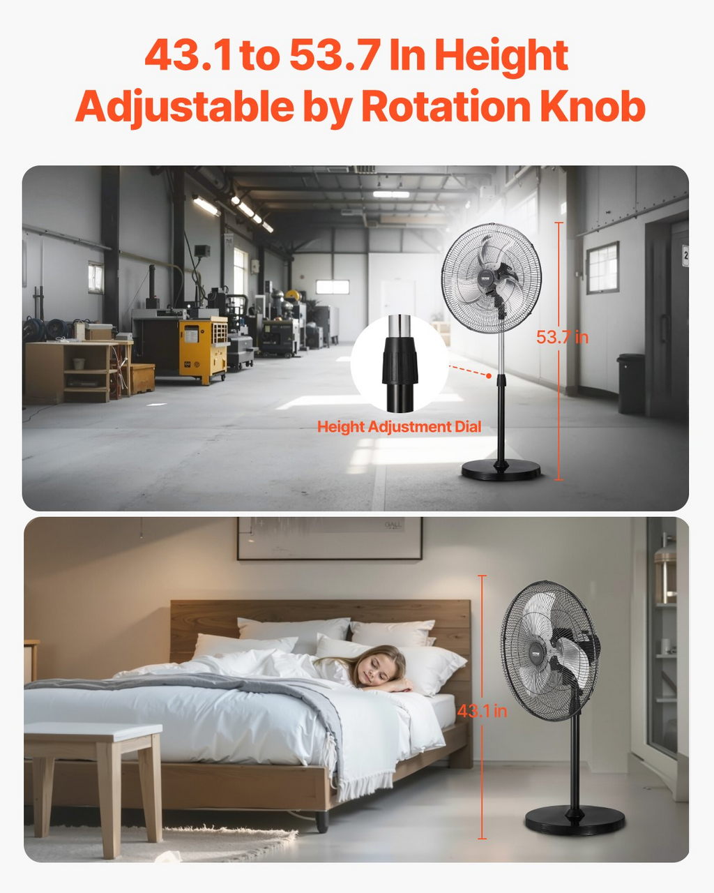 Ventilador de pedestal industrial, 18 pulgadas | VEVOR