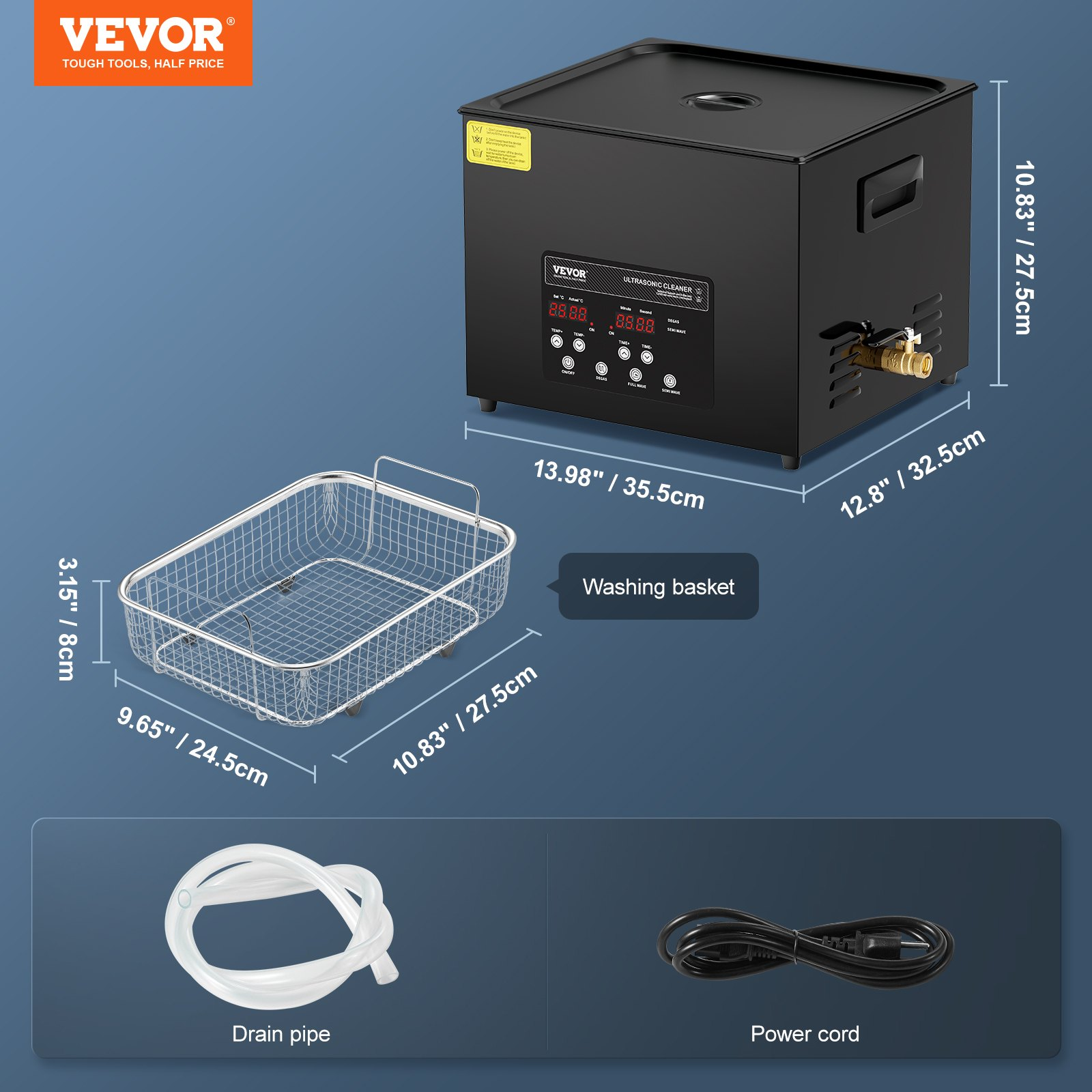 Limpiador ultrasónico de 15 L | VEVOR