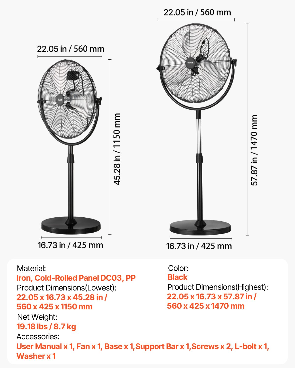 Miniatura del producto Ventilador de pedestal industrial | VEVOR