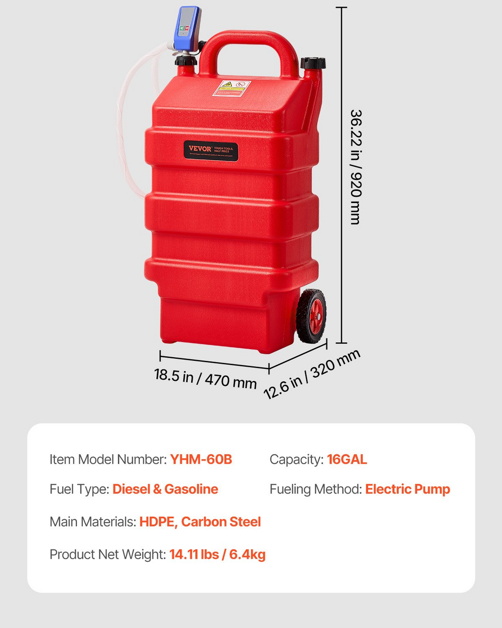 Depósito de combustible portátil Fuel Caddy | VEVOR