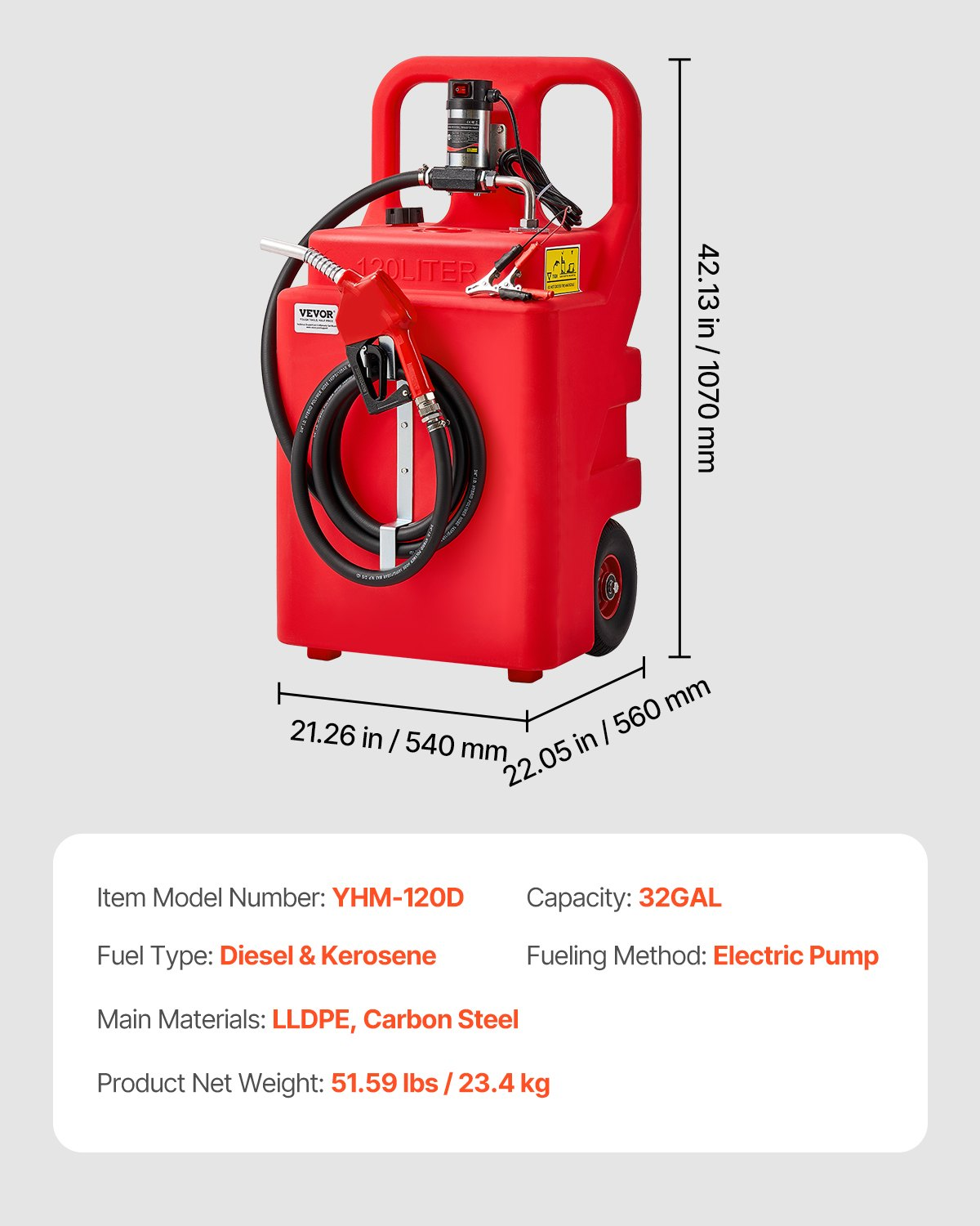 Tanque de transferencia de diésel, 32 galones | VEVOR