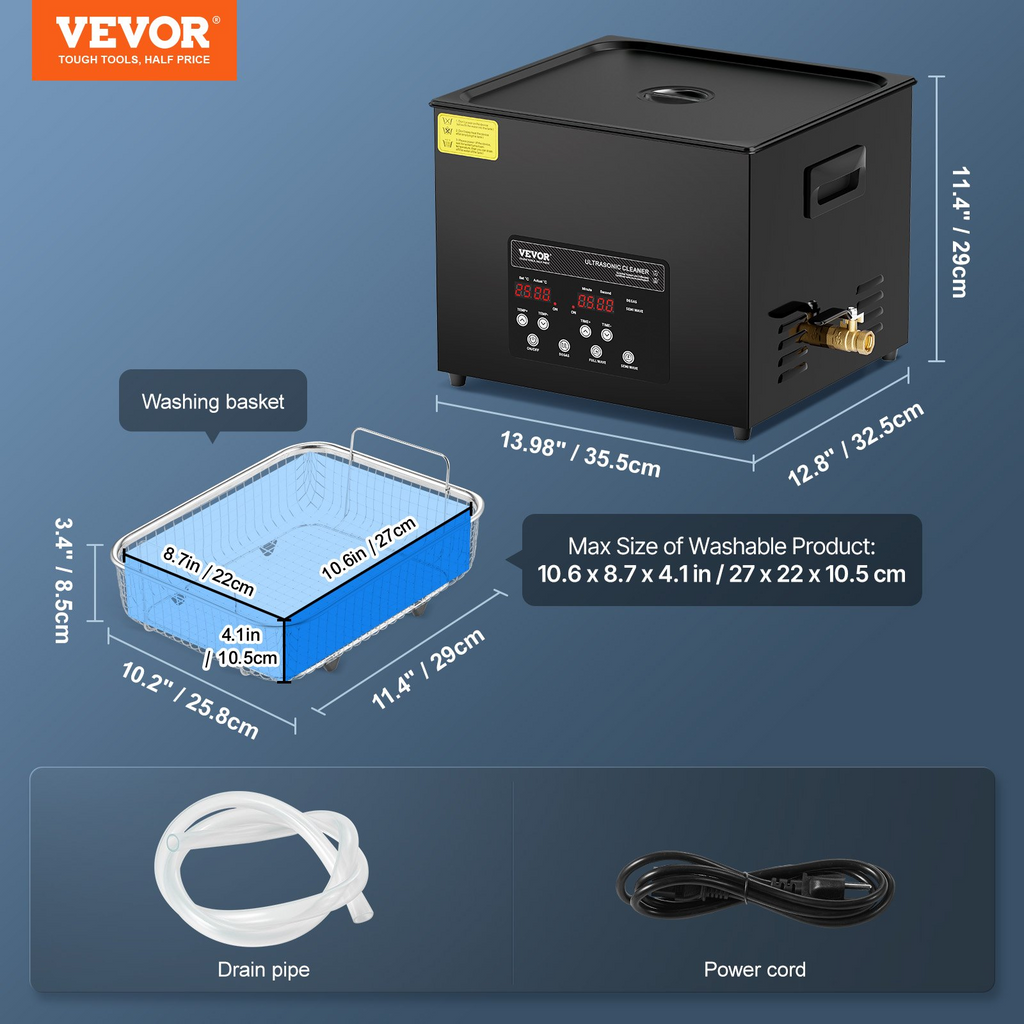 Limpiador ultrasónico de 15 L | VEVOR