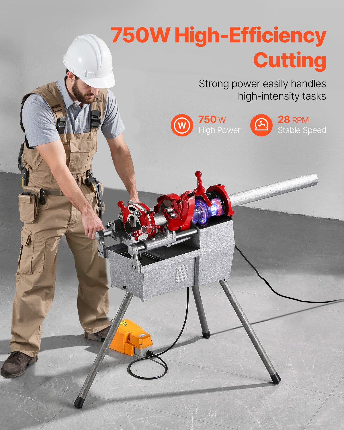 Máquina roscadora eléctrica para tuberías, 750 W | VEVOR