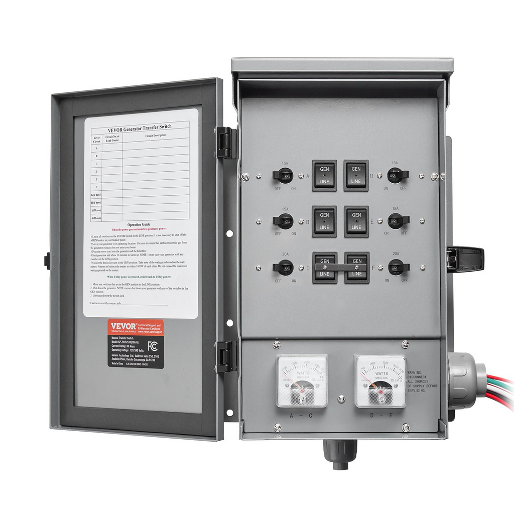Interruptor de transferencia manual, 30 amperios | VEVOR