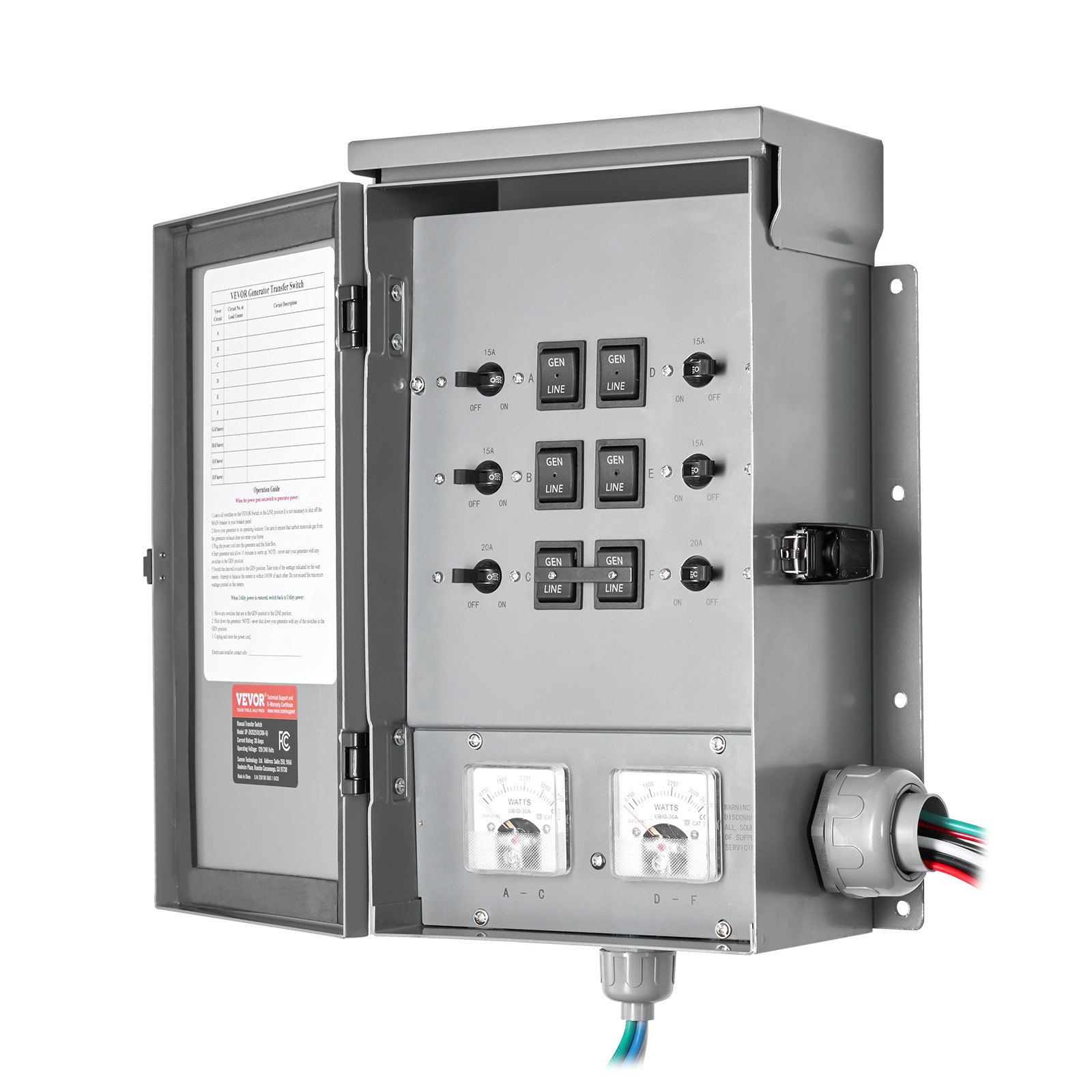 Interruptor de transferencia manual, 30 amperios | VEVOR