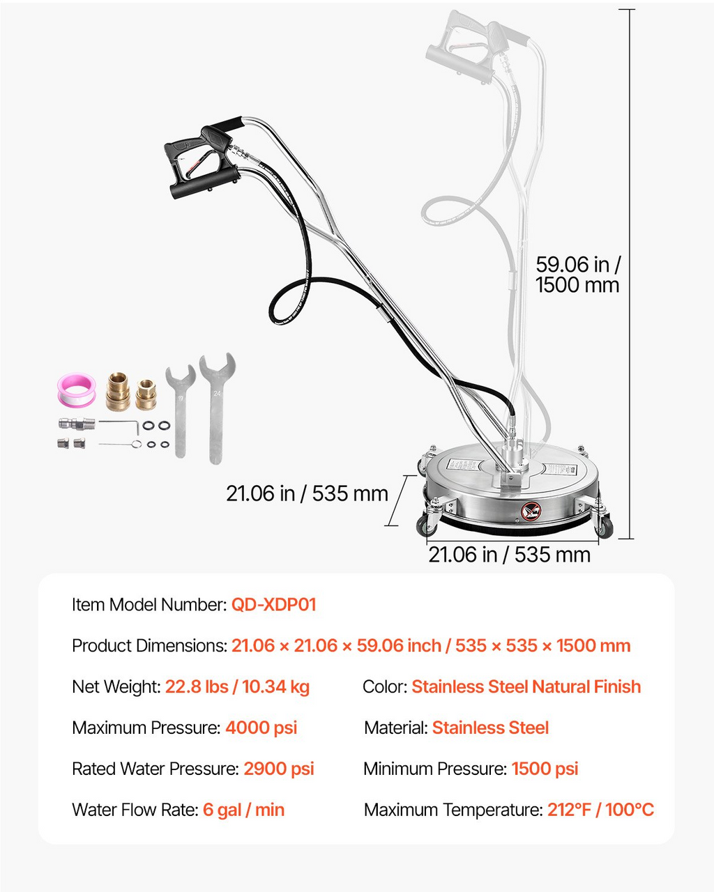 Limpiador de superficies para hidrolavadora de 21" | VEVOR
