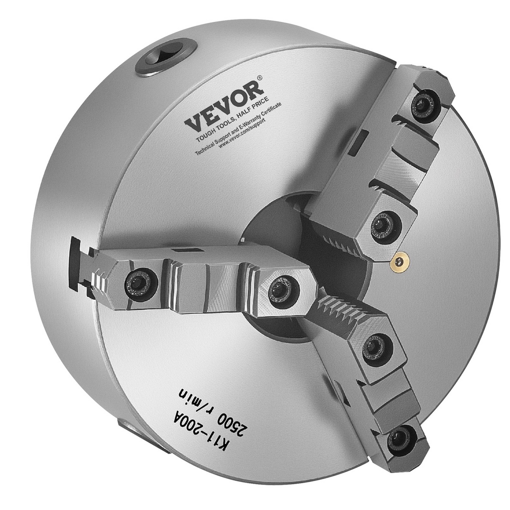 Mandril de torno de 3 mordazas, 8 pulgadas (200 mm) | VEVOR
