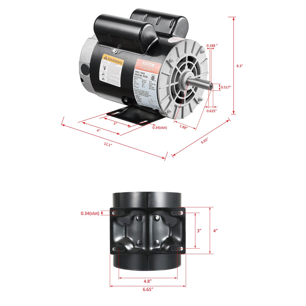 Motor eléctrico para compresor de aire de 3 HP | VEVOR