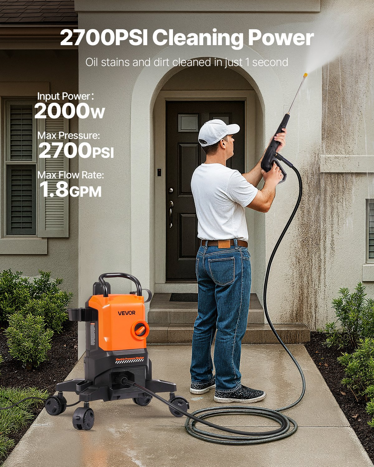 Hidrolimpiadora eléctrica, 2700 PSI | VEVOR