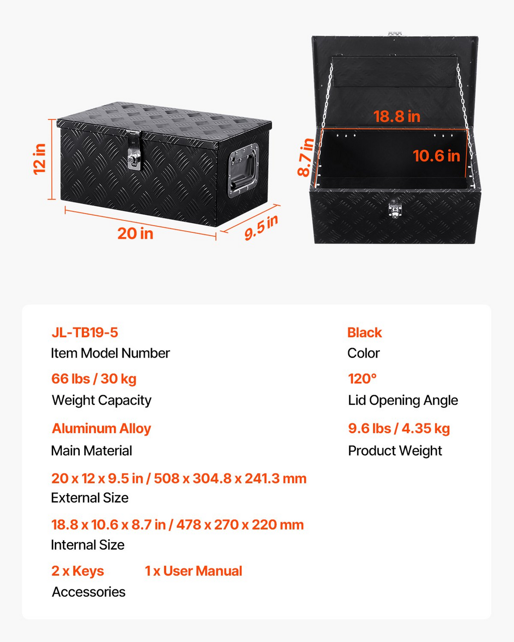 Caja de herramientas de aluminio resistente para caja | VEVOR
