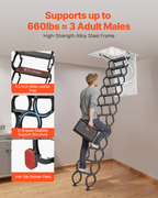 Escalera de ático, capacidad de 299, 4 kg (660 lb), 299,4 kg