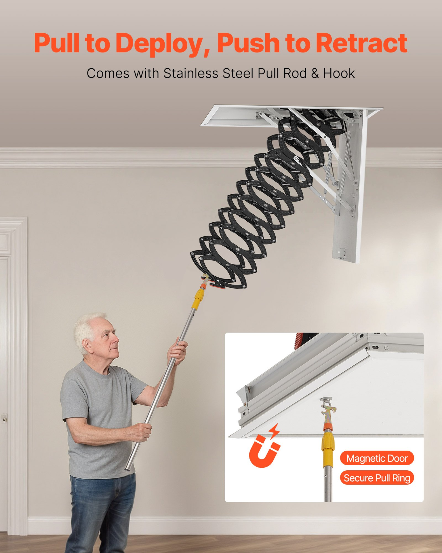 Escalera de ático, capacidad de 299, 4 kg (660 lb), 299,4 kg