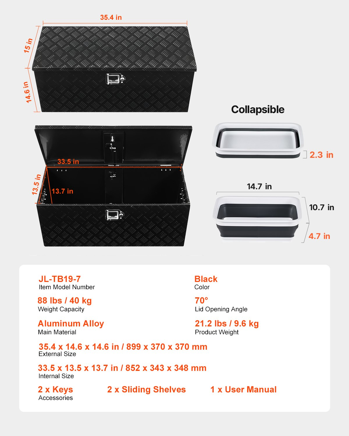 Caja de herramientas de aluminio resistente para caja LCZXGJX354 | VEVOR