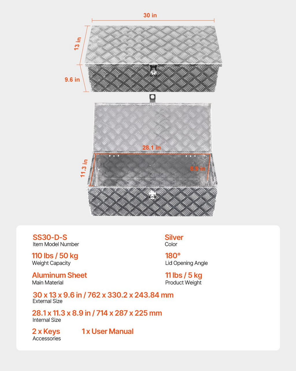 Caja de herramientas de aluminio resistente para caja LCZXGJX301 | VEVOR