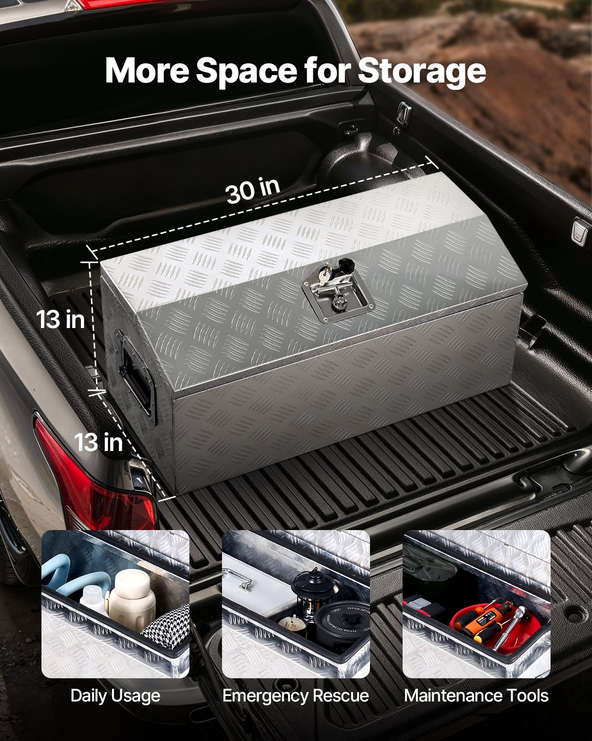 Caja de herramientas de aluminio resistente para caja, 33 cm | VEVOR
