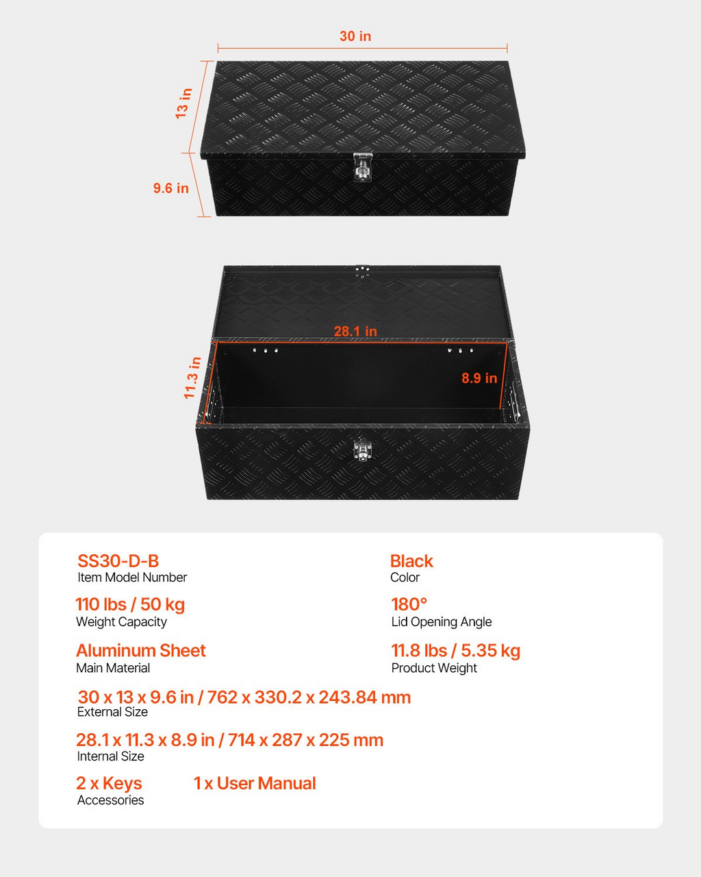 Caja de herramientas de aluminio resistente para caja LCZXGJX301 | VEVOR