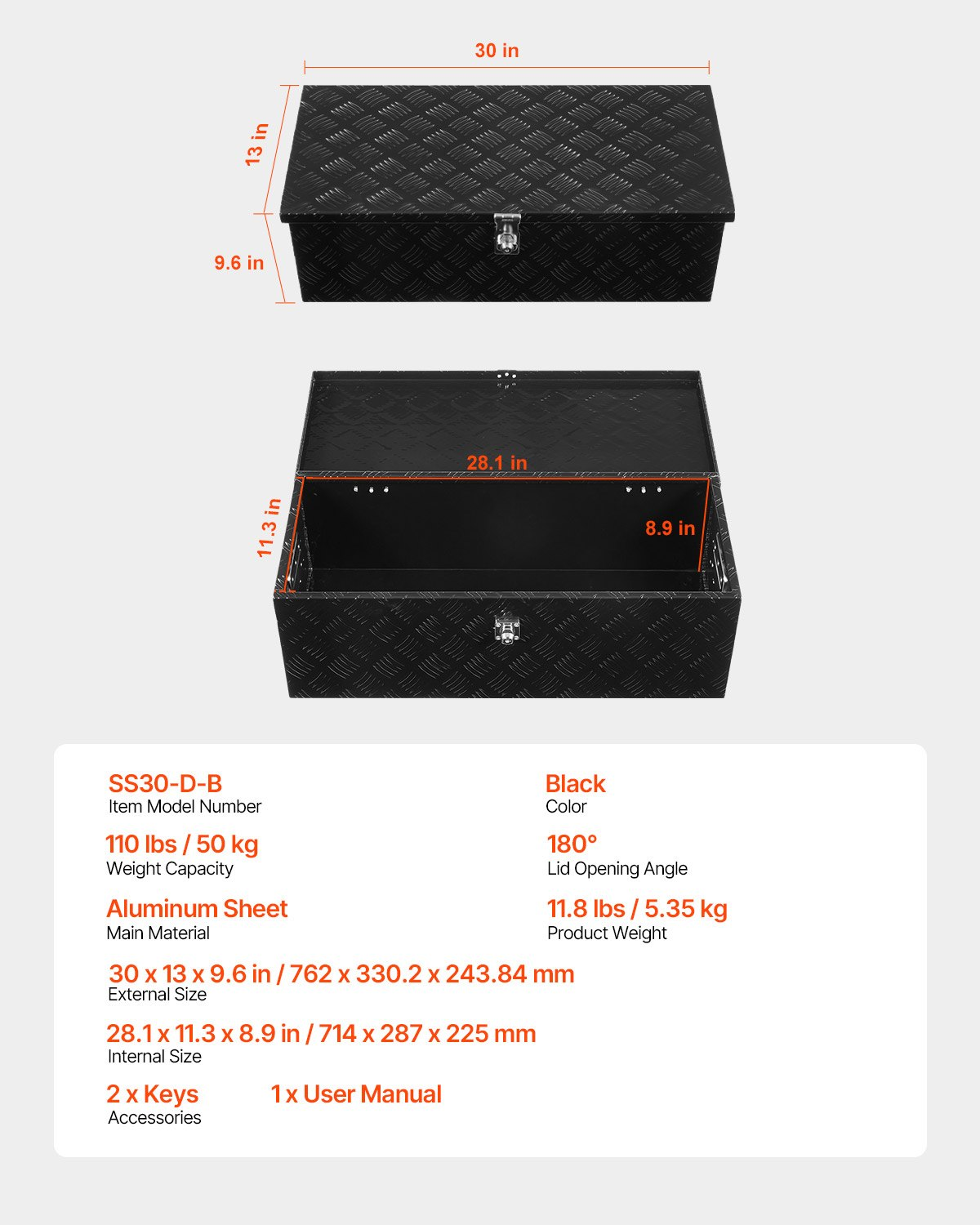 Caja de herramientas de aluminio resistente para caja LCZXGJX301 | VEVOR