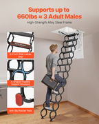 Escalera de ático, capacidad de 299, 4 kg (660 lb)