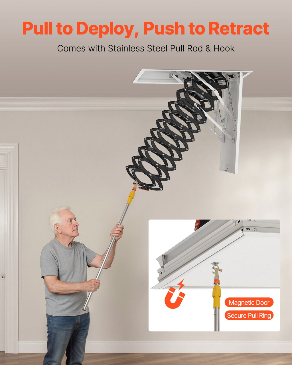 Escalera de ático, capacidad de 299, 4 kg (660 lb)