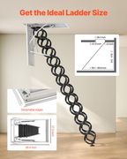 Escalera de ático, capacidad de 299, 4 kg (660 lb), 70 cm