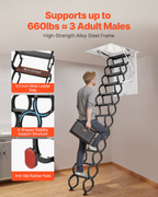 Escalera de ático, capacidad de 299, 4 kg (660 lb), 70 cm