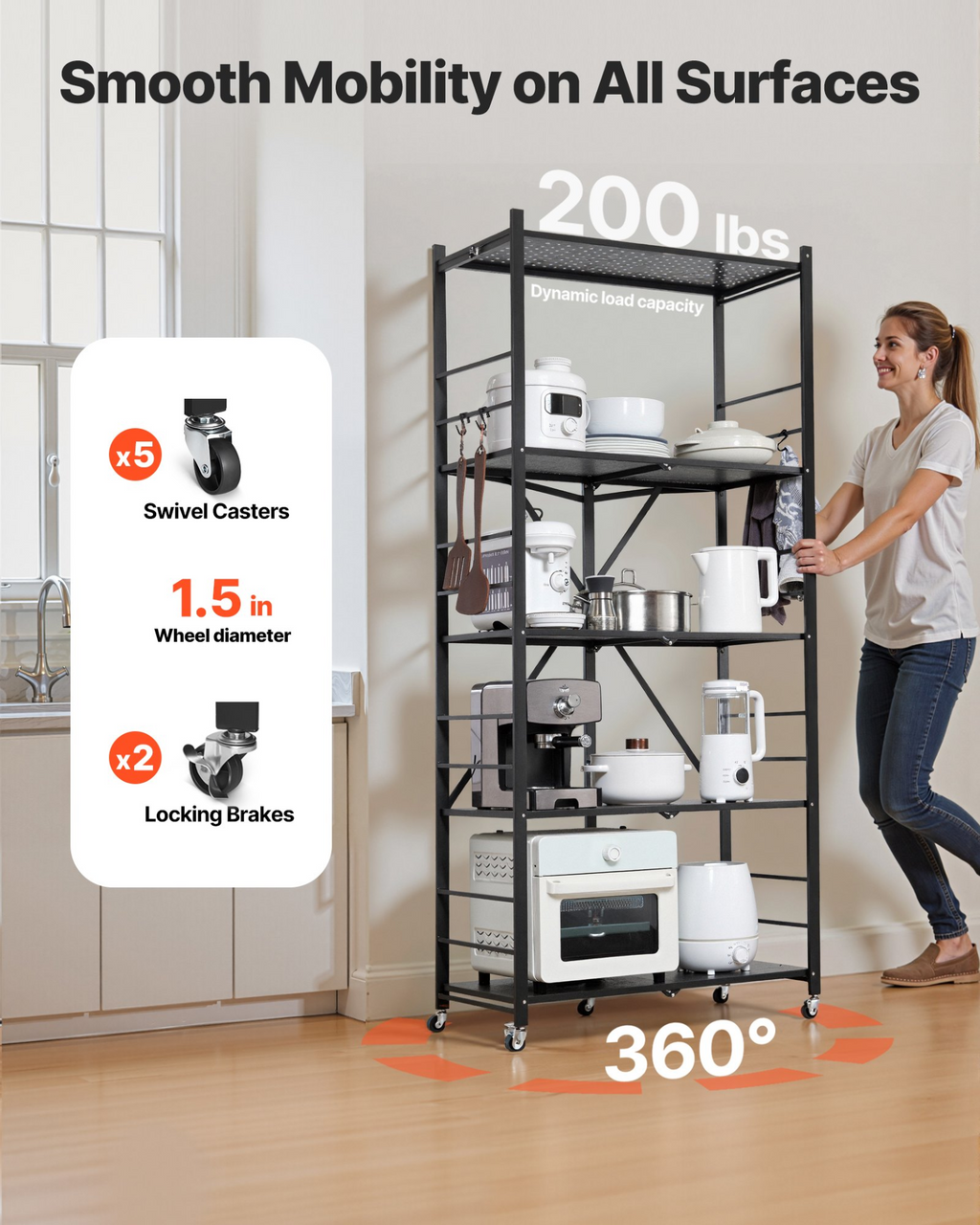 Estantería plegable de 5 niveles, 81 cm de ancho x | VEVOR