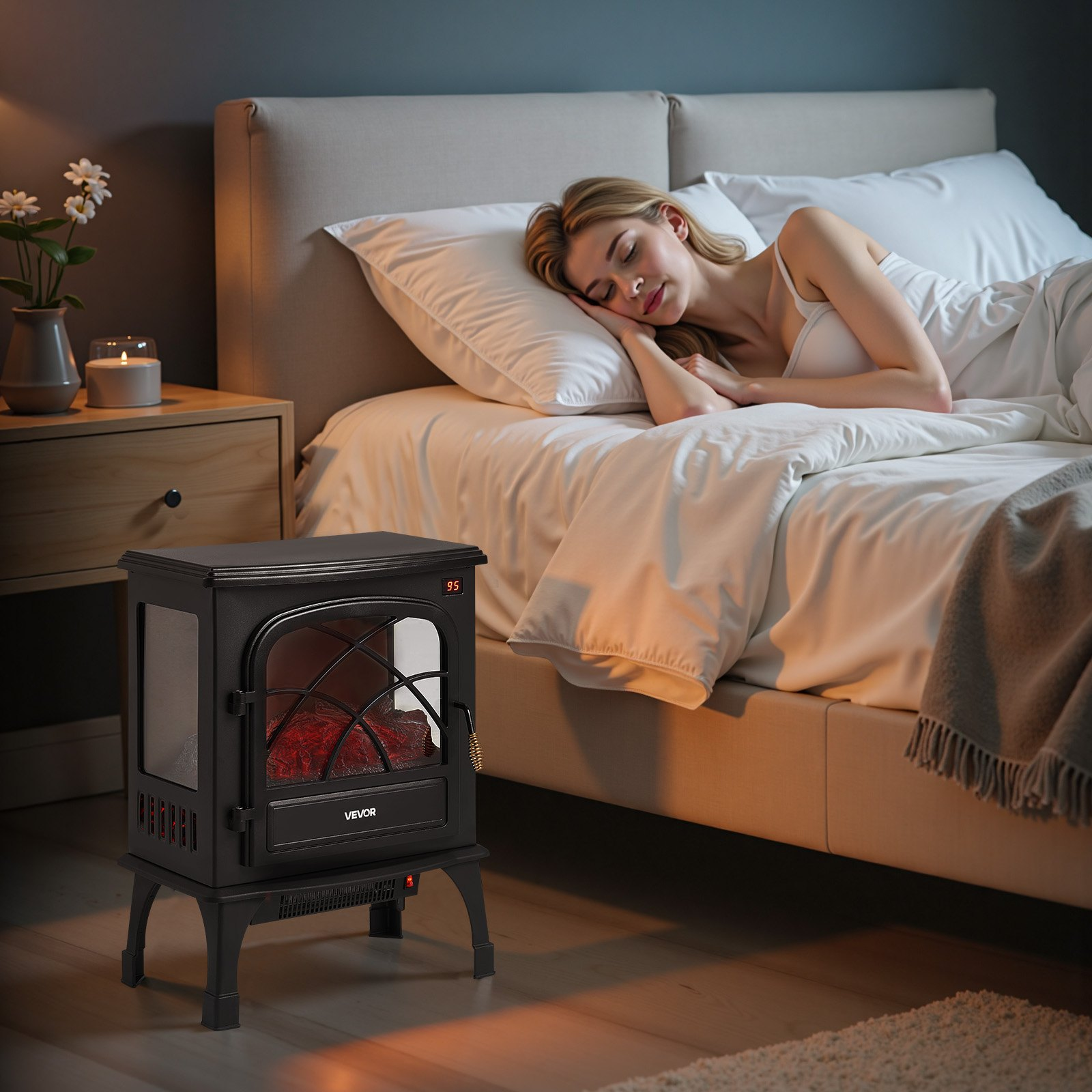Chimenea eléctrica portátil independiente de 65 cm | VEVOR