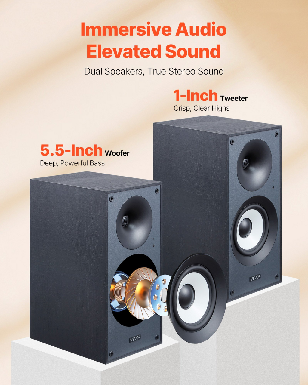 Altavoces de estantería autoamplificados, 25 W x | VEVOR