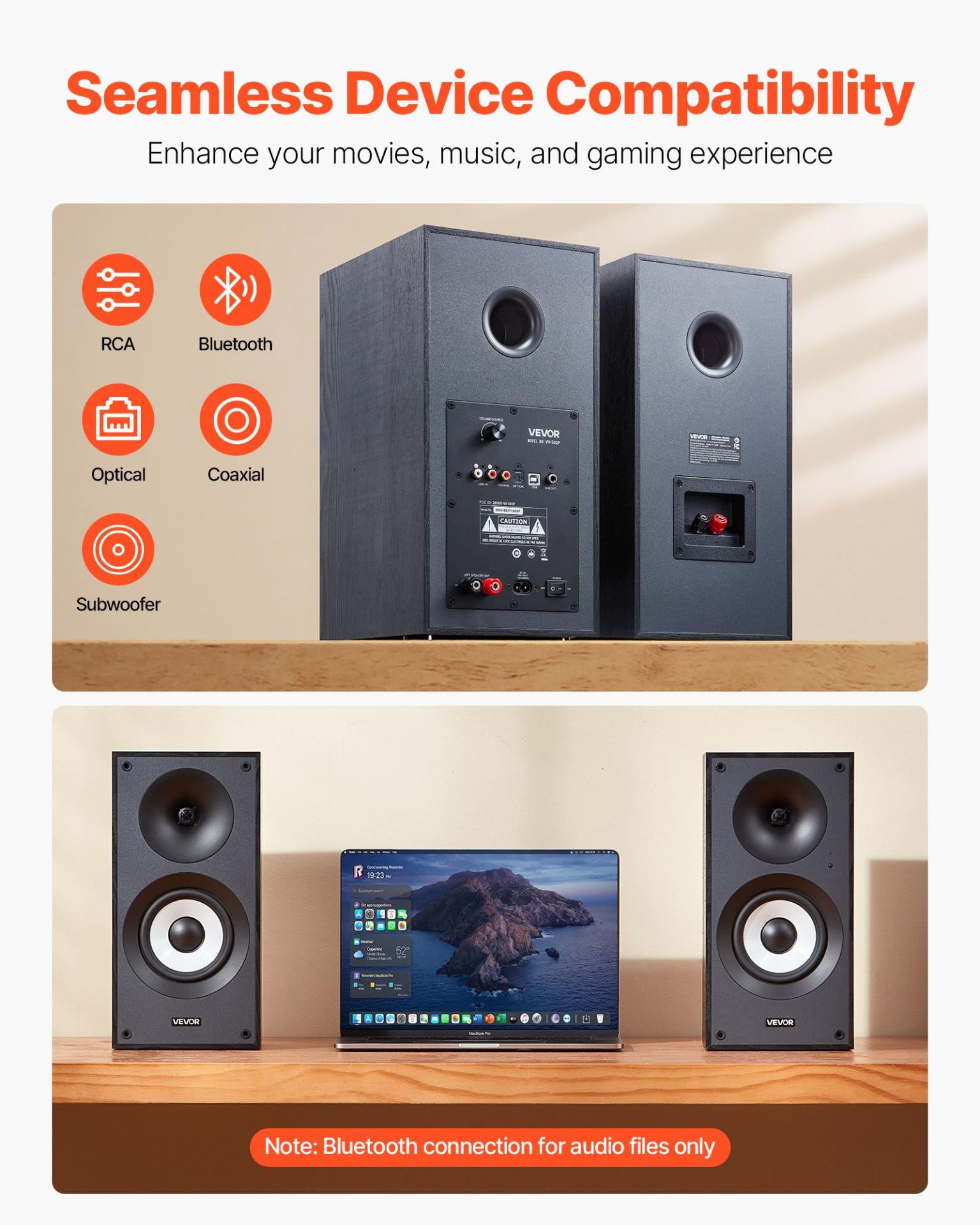 Altavoces de estantería autoamplificados, 25 W x | VEVOR