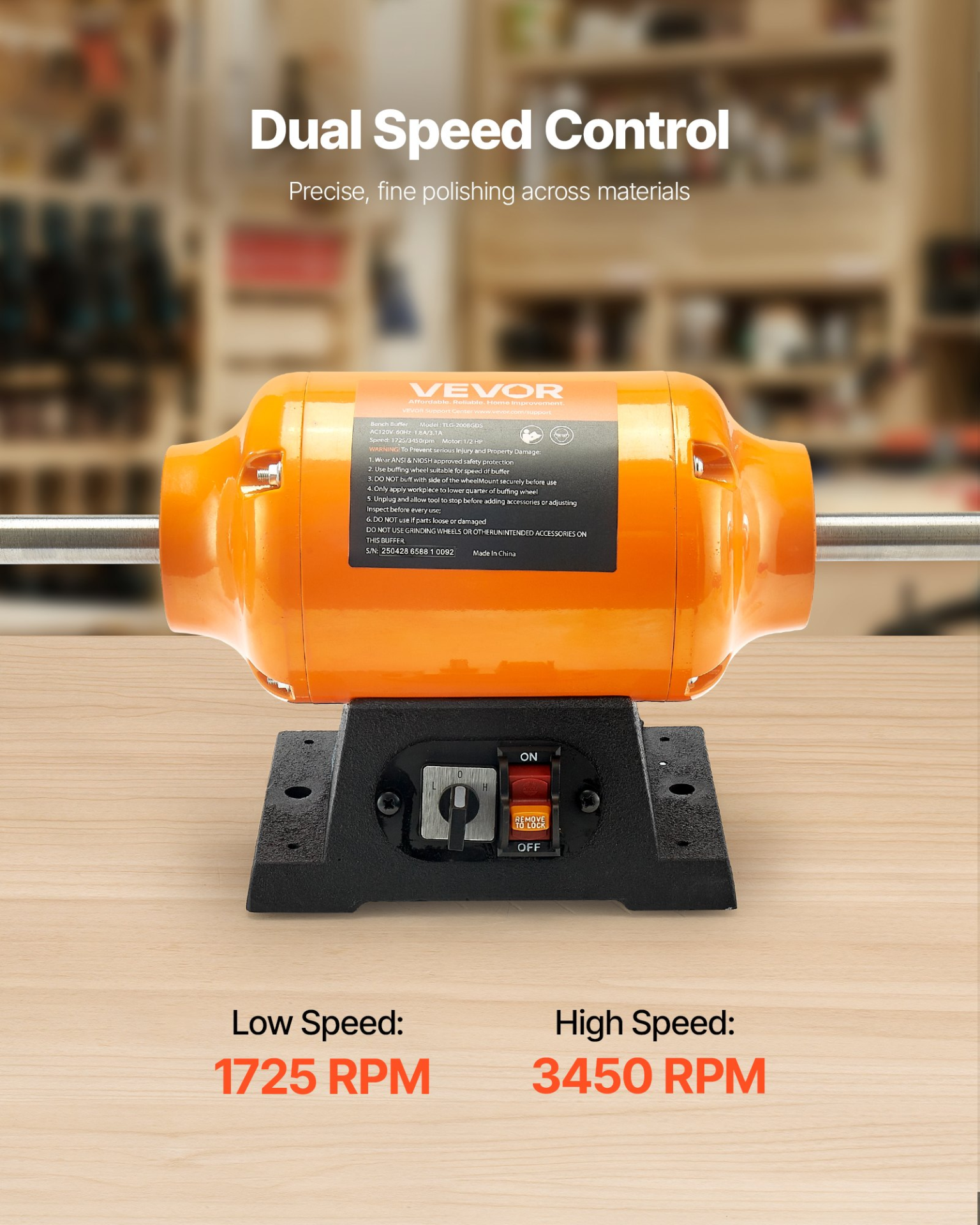 Pulidora de sobremesa de 1/2 HP | VEVOR