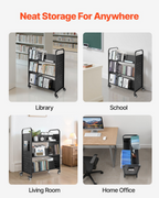 Carro de biblioteca rodante, capacidad de 150 kg, 122 cm | VEVOR