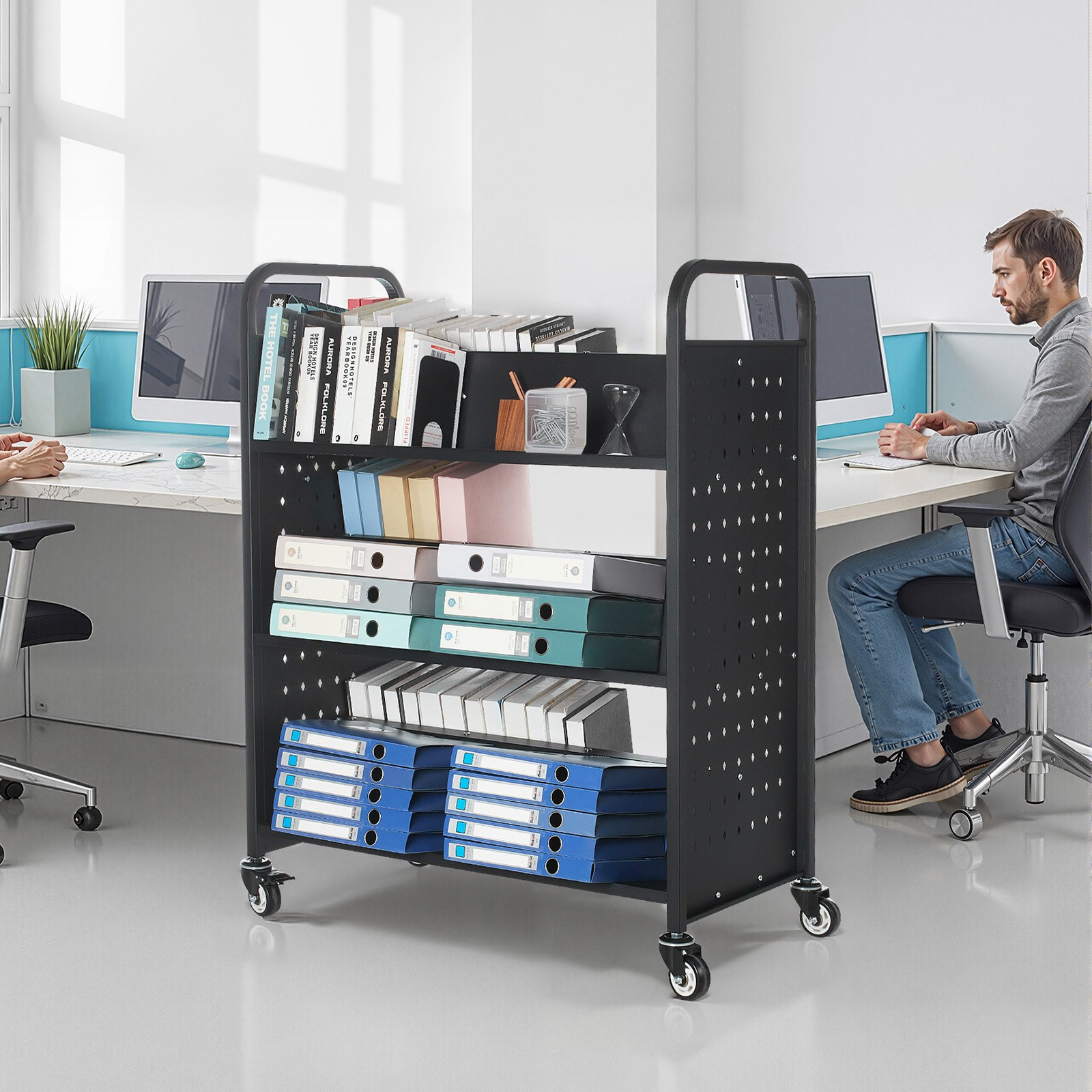 Carro de biblioteca rodante, capacidad de 150 kg, 122 cm | VEVOR
