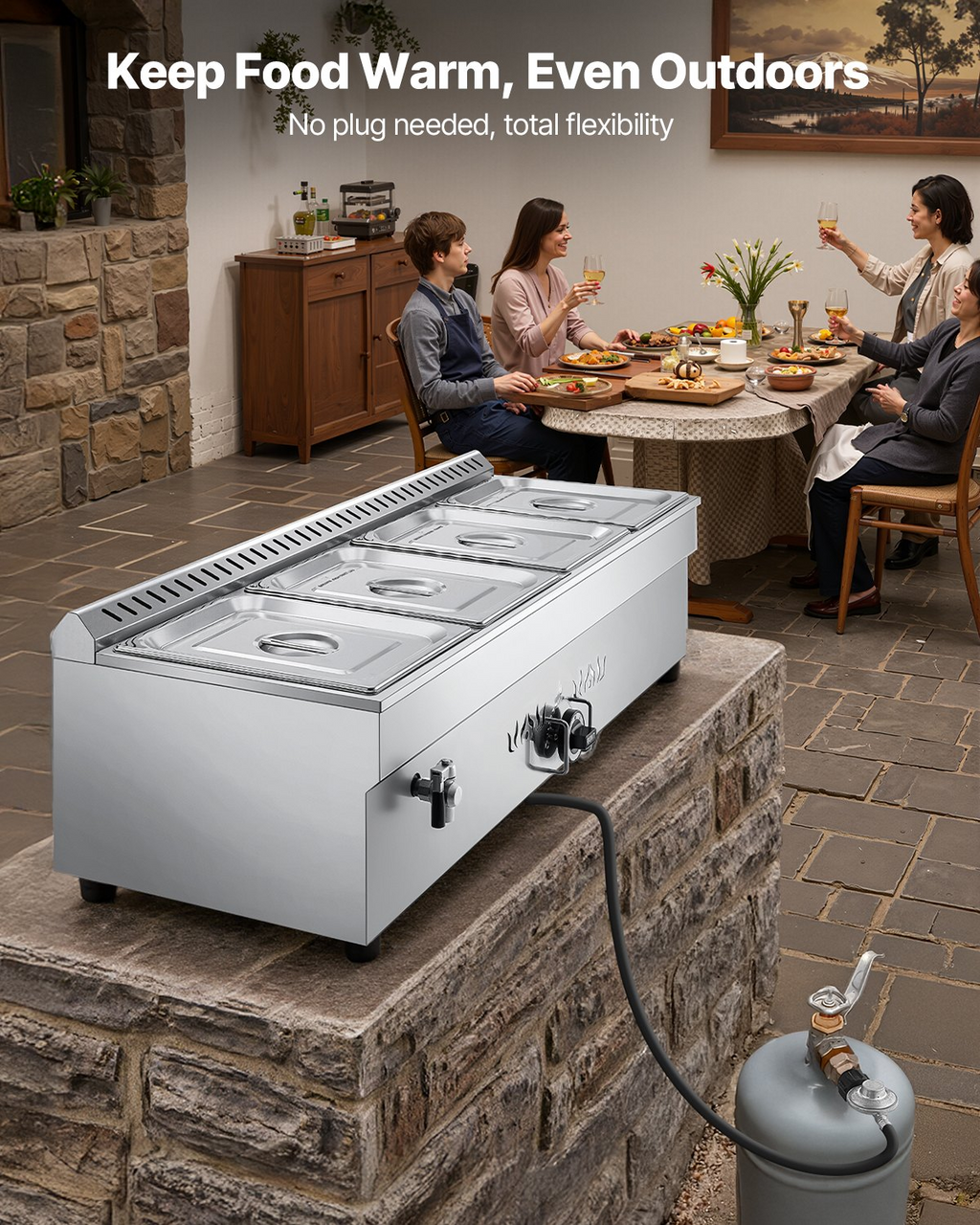 Mesa de vapor comercial de 4 bandejas para propano | VEVOR