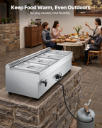 Mesa de vapor comercial de 4 bandejas para propano | VEVOR