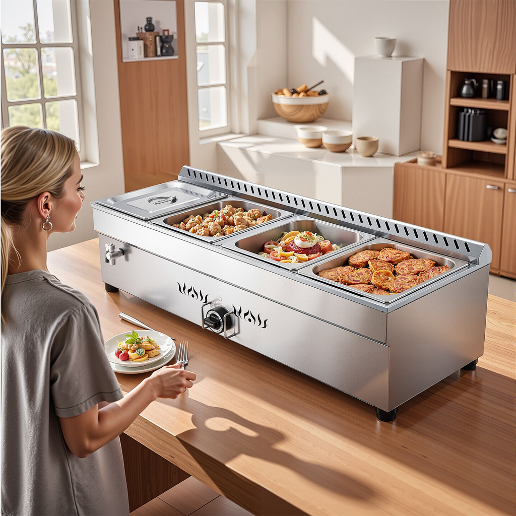 Mesa de vapor comercial de 4 bandejas para propano | VEVOR