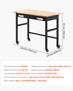Banco de trabajo de 122 cm (48 pulgadas), 680 kg | VEVOR