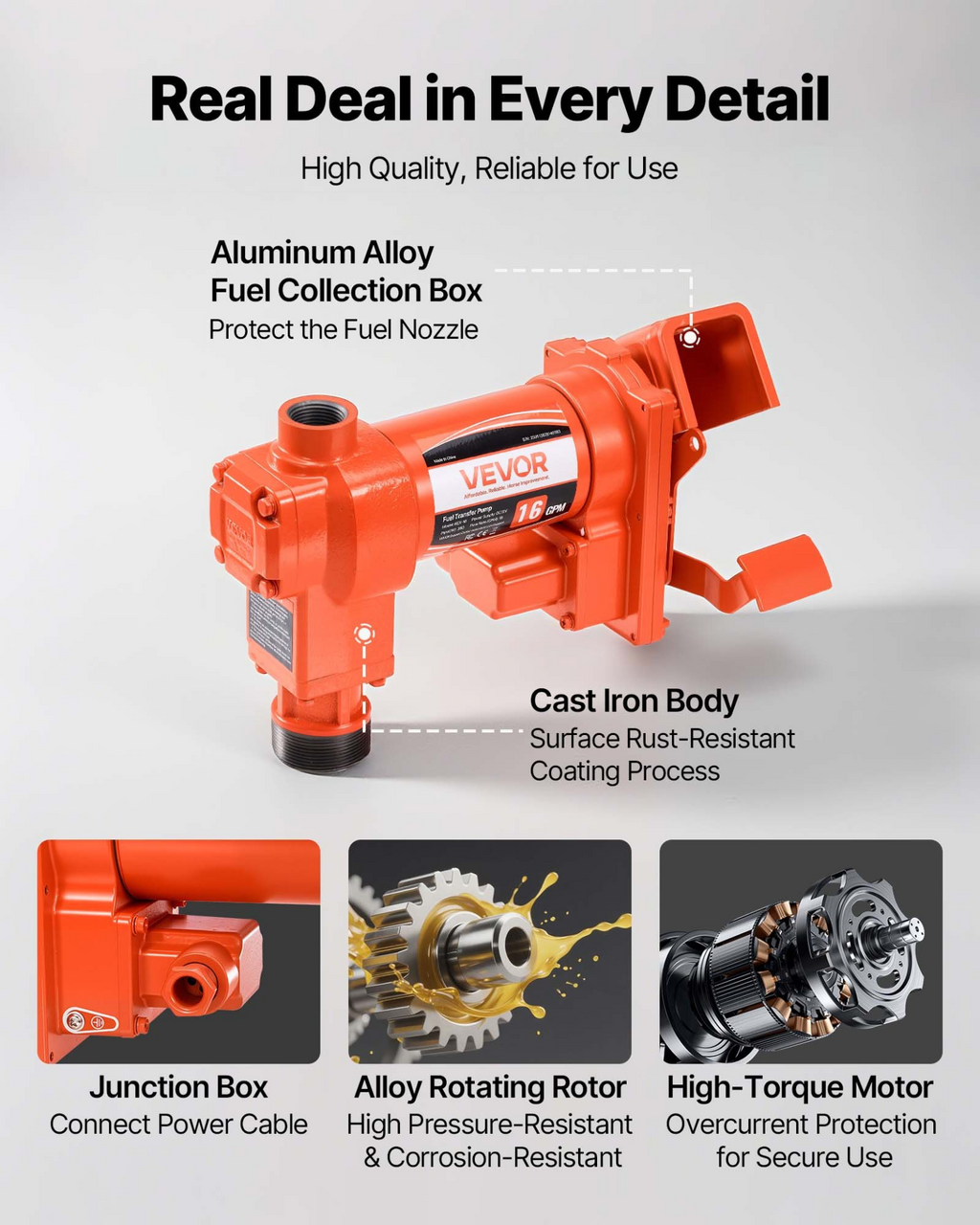 Bomba de transferencia de combustible, 12 V CC, 16 GPM | VEVOR
