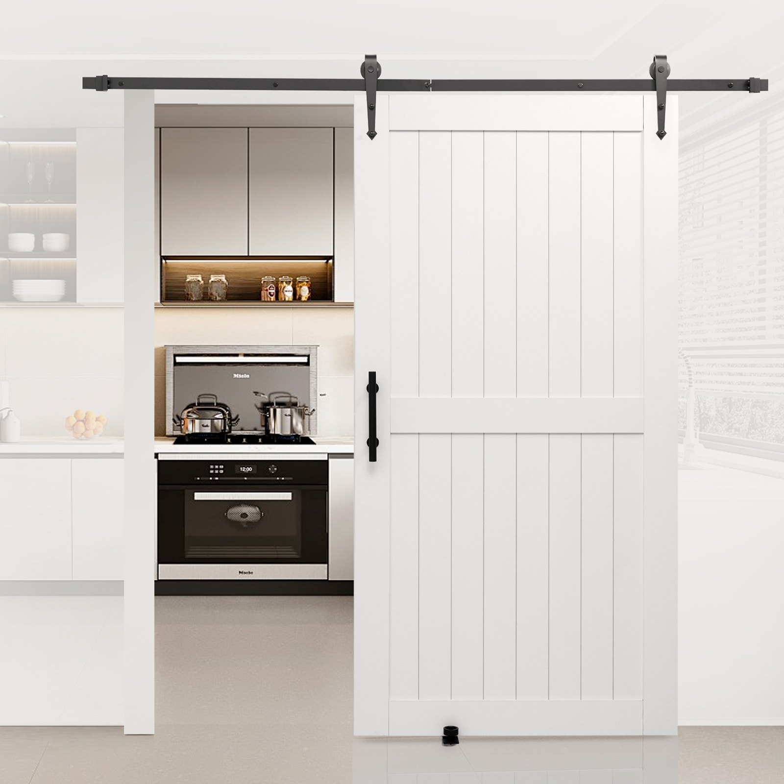 Puerta corrediza tipo granero, 42 x 84 pulgadas GCMFHBHXTZ | VEVOR