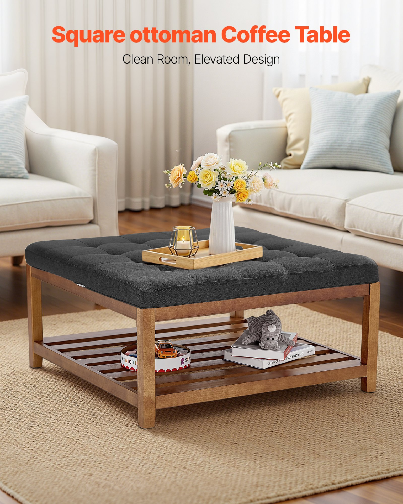 Mesa de centro otomana cuadrada grande | VEVOR