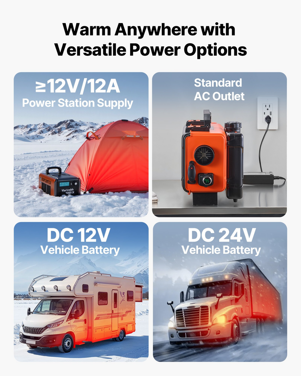 Calefactor diésel, 8 kW, CC 12 V/24 V, 1,2 galones