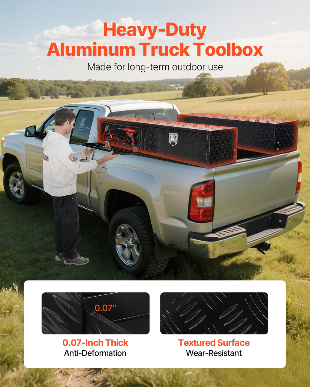 Caja de herramientas para camioneta, 72 x 13 x 16 pulgadas | VEVOR