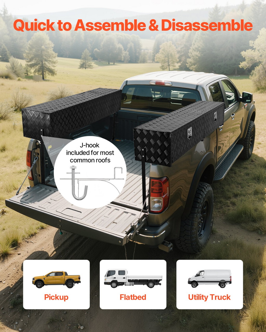 Caja de herramientas para camioneta, 72 x 13 x 16 pulgadas | VEVOR