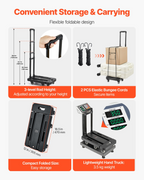 Carretilla plegable, capacidad de carga de 227 kg | VEVOR