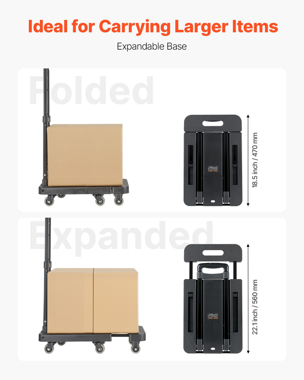 Carretilla plegable, capacidad de carga de 227 kg | VEVOR