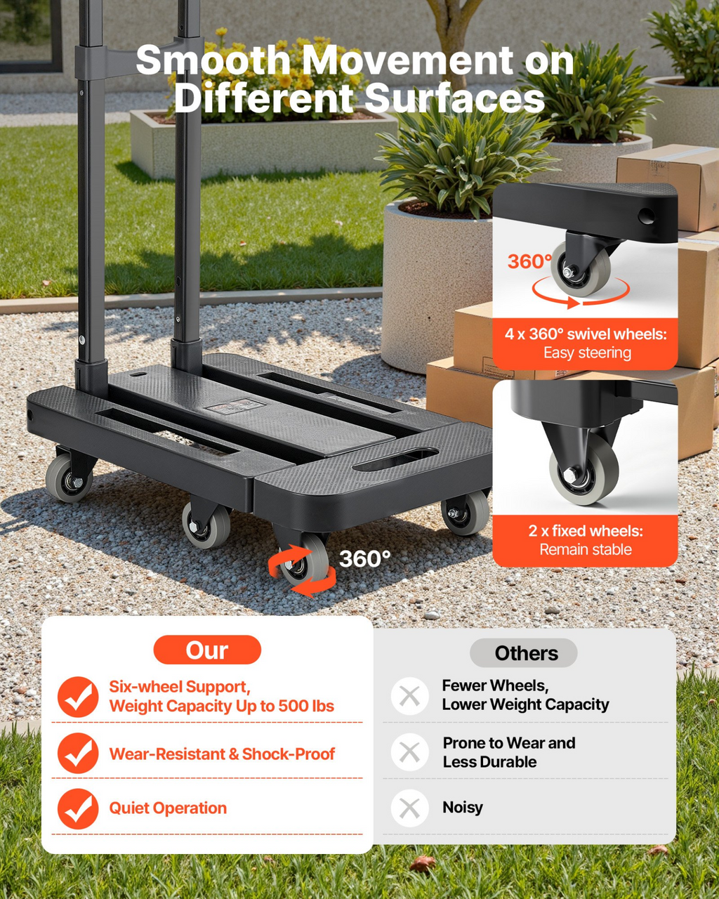 Carretilla plegable, capacidad de carga de 227 kg | VEVOR