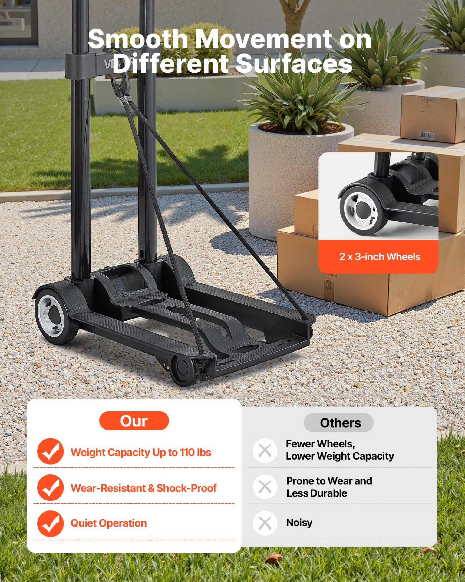 Carretilla plegable, capacidad de carga de 50 kg | VEVOR