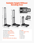 Carretilla plegable, capacidad de carga de 50 kg | VEVOR