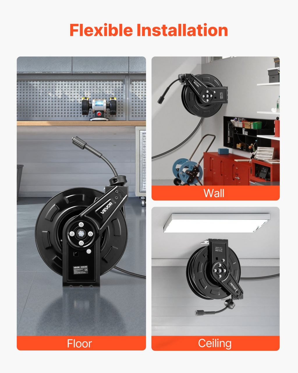 Carrete de manguera para hidrolavadora, de 18 m x 6 mm | VEVOR