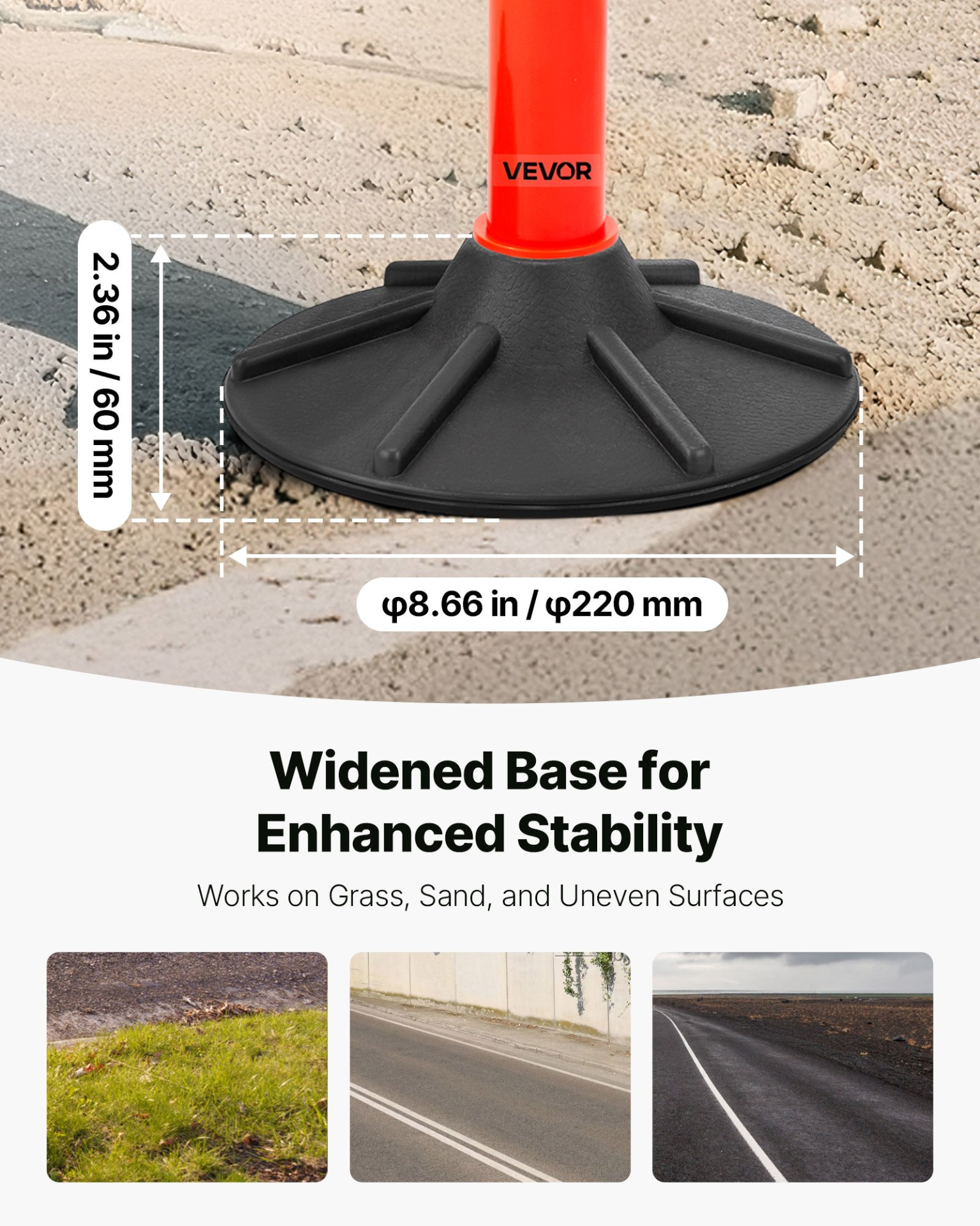 Pack de 2 postes de señalización vial, 86 cm | VEVOR