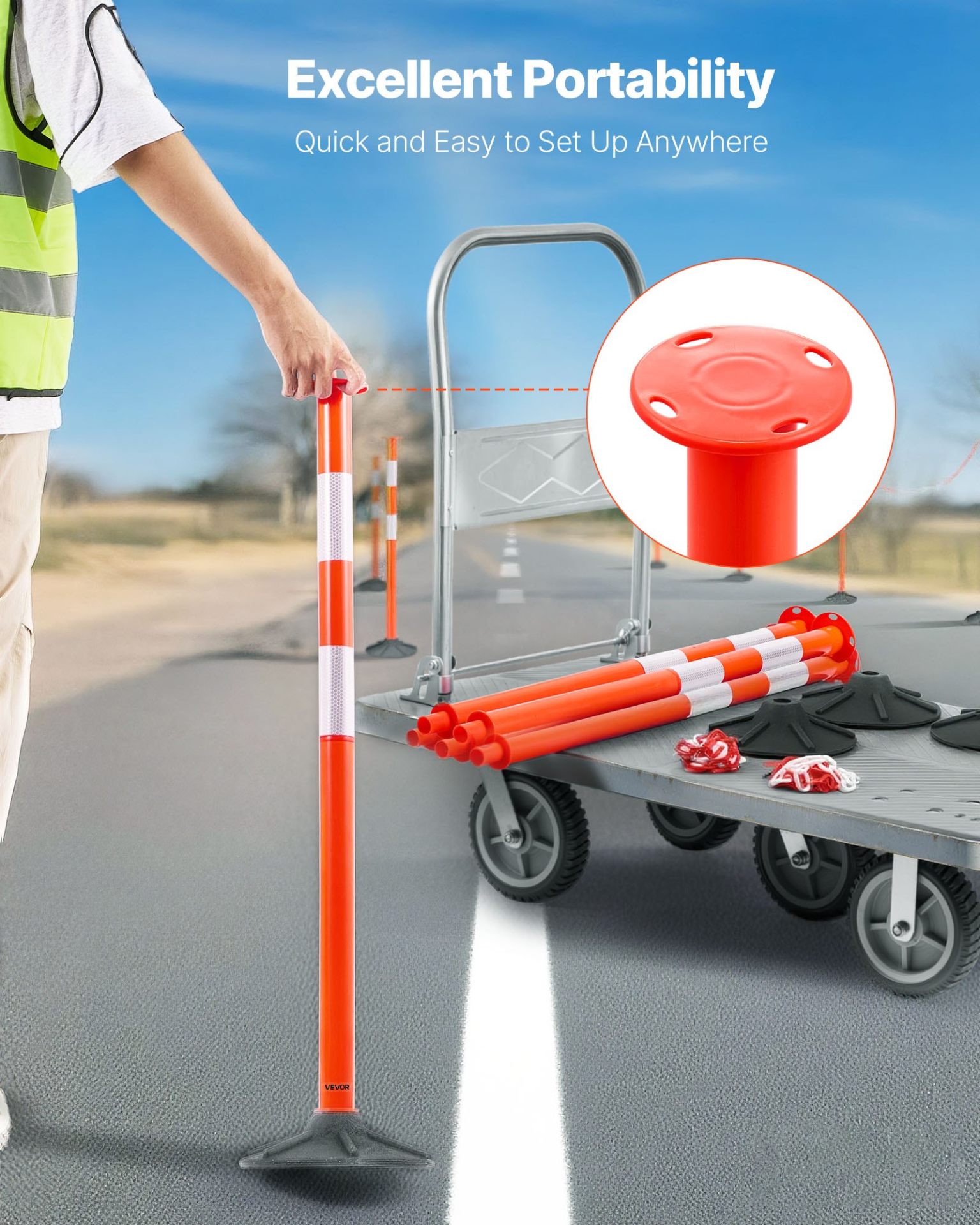 Pack de 2 postes de señalización vial, 86 cm | VEVOR